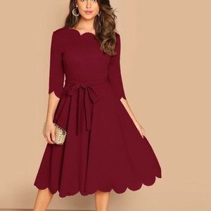Maroon Scalloped Dress